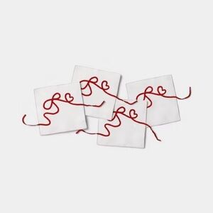 4pk nwt Bow Cocktail Napkins White - Threshold
